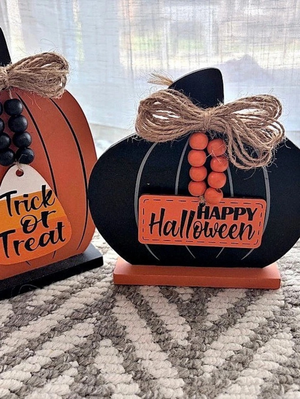 Halloween 2 pack pumpkin with burlap bow